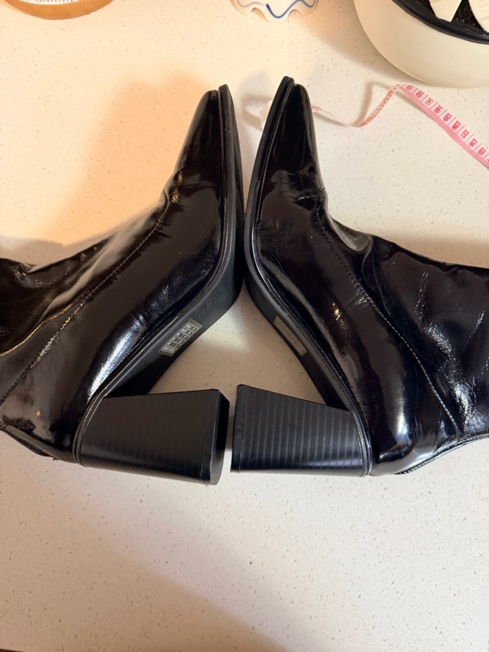 Forever 21 Black Patent Block Heel Ankle Boots Size 8 - Picture 4 of 8